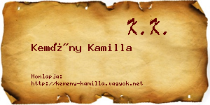 Kemény Kamilla névjegykártya